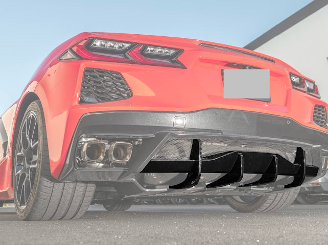 2020-Up Corvette C8 STINGRAY & Z51 | CARBON FLASH 3Pcs Rear Bumper *ADD-ON* Diffuser Lip